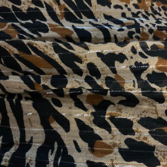 ZOE D. Skirt Maxi Leopard Lace Tiered Elastic Waist Metallic Thread Prairie - Picture 11 of 14